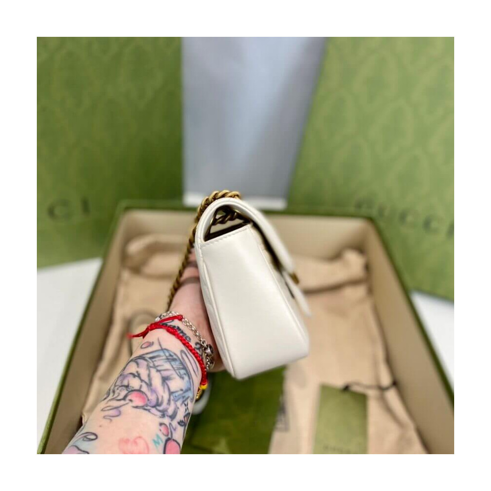 Gucci GG Marmont Matelasse Chevron Leather Mini Bag White