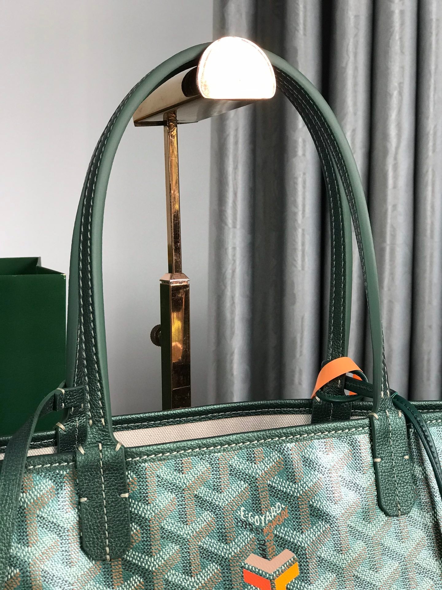 Goyard Saint Louis Pm Bag 34Cm Green Canvas Chevroches Calfskin