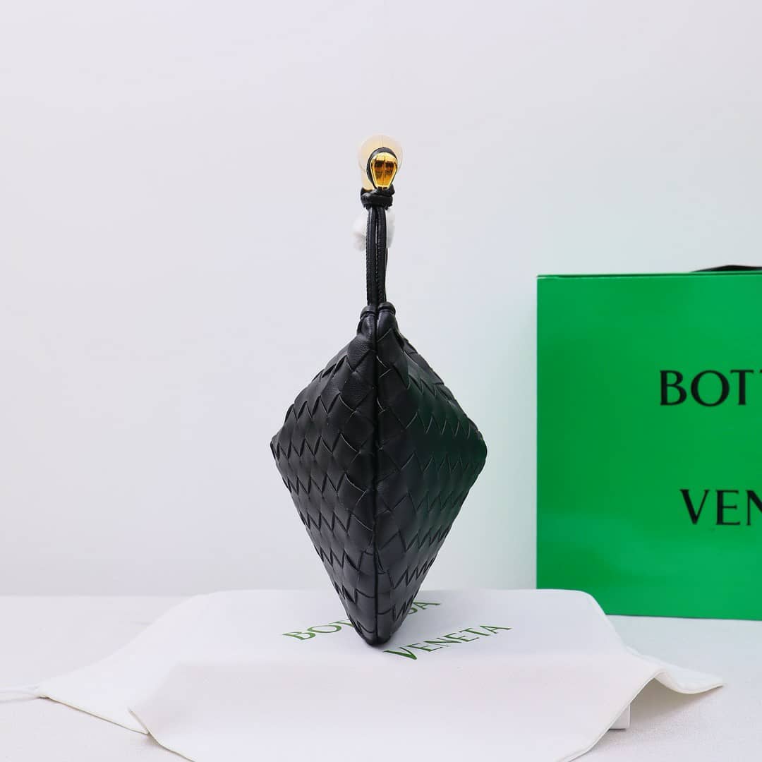 Bottega Veneta Sardine Handle Bag Black 33Cm