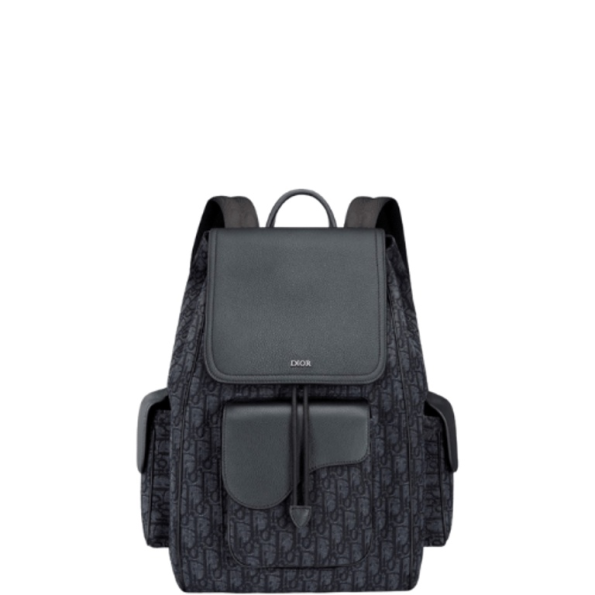 DIOR 40CM SADDLE OBLIQUE JACQUARD BLACK GRAINED CALFSKIN