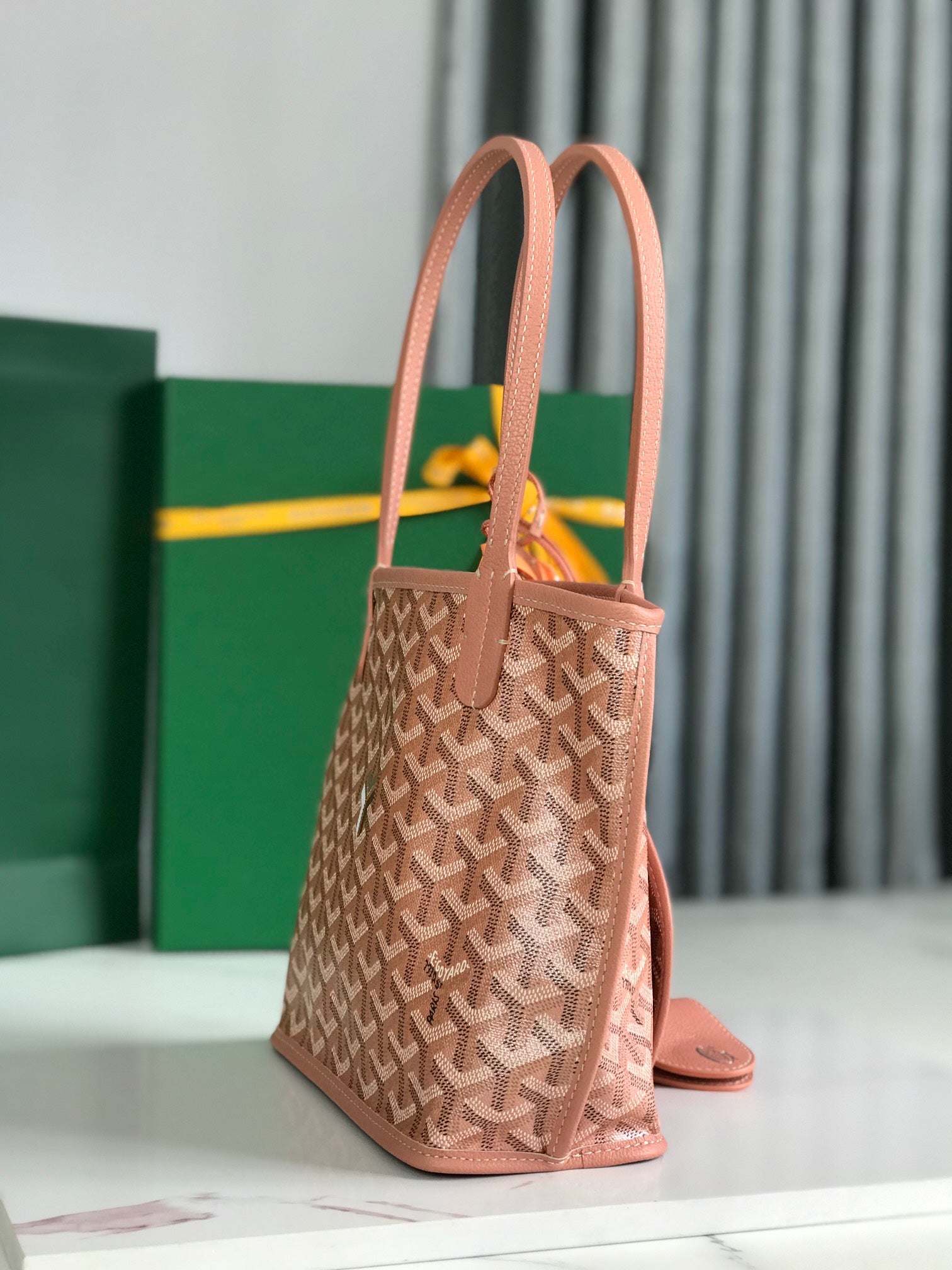 Goyard Anjou Mini Bag 20cm Manhattan Pink Calfskin And Goyardine Canvas