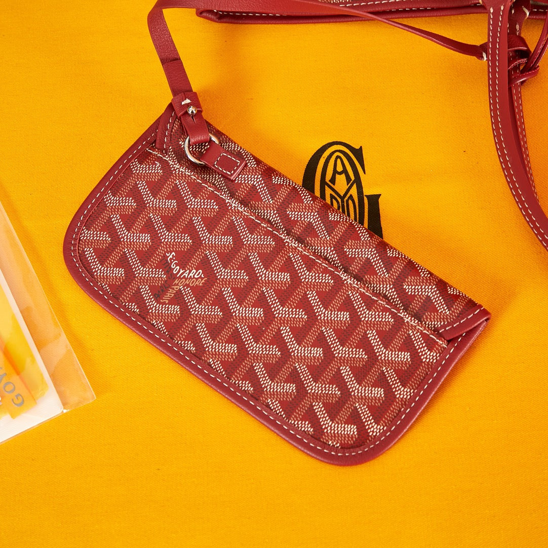 Goyard Saint Louis Pm 34Cm Dark Red Canvas Chevroches Calfskin