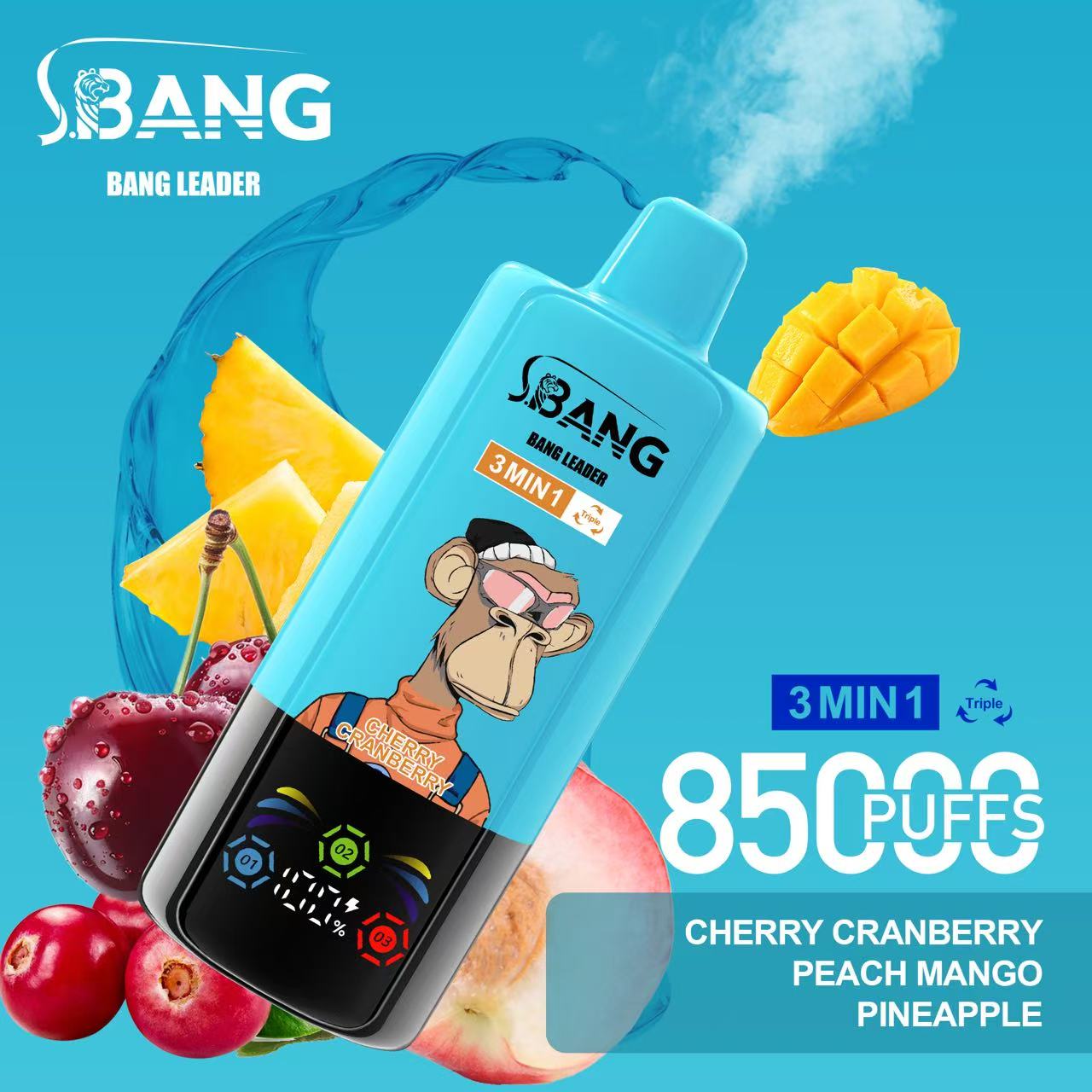 Bang Leader 85K Puffs 3-in-1 Prefilled Vape | 3 Adjustable Flavors, Rechargeable