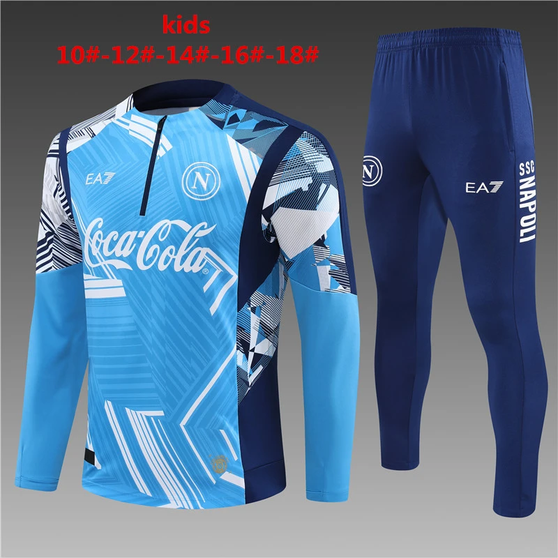 2024-25 Napoli Kids Half-Pull Training Suit Football Shirt Set