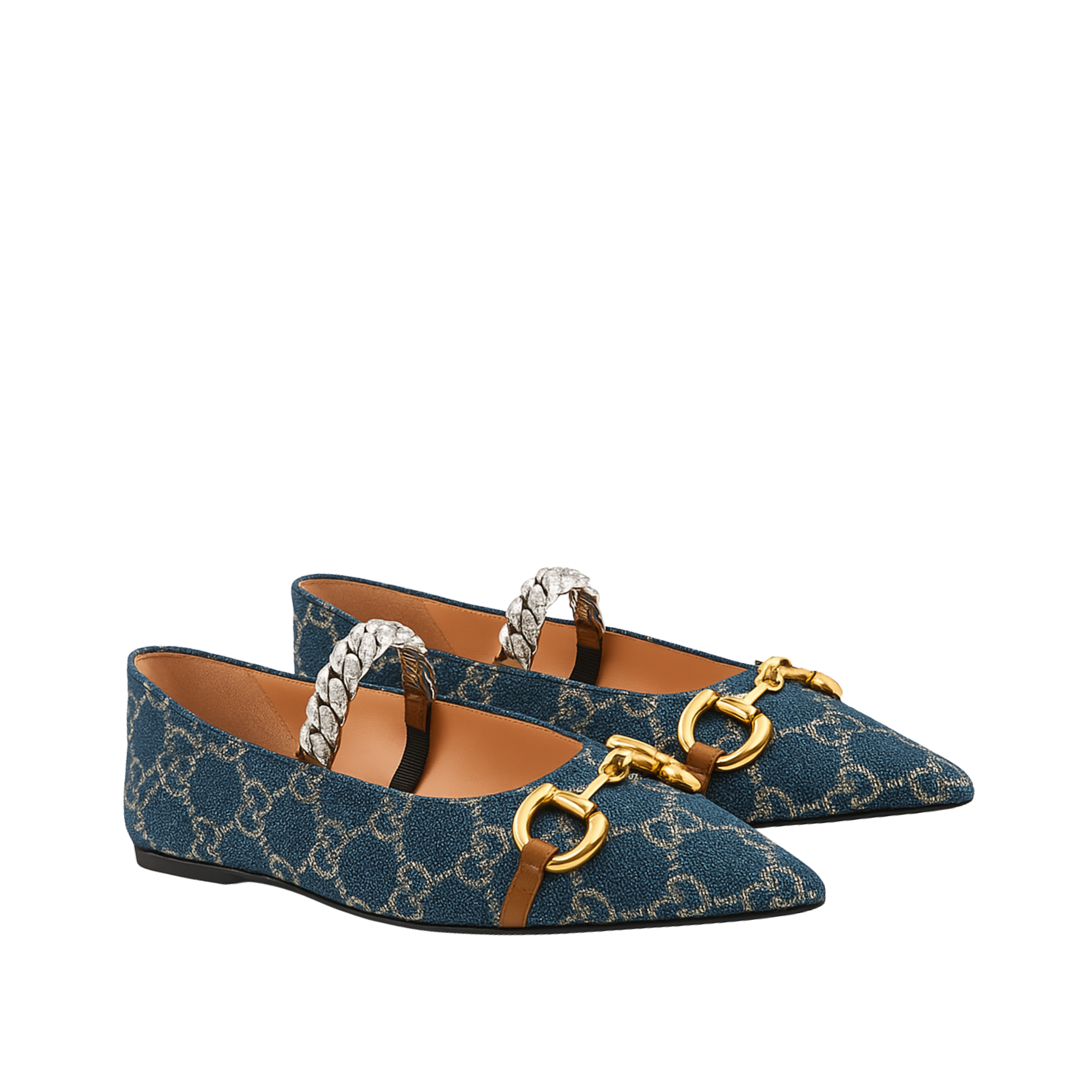 Gucci Gg Denim Series Women’S Horsebit Flat Ballet Shoes