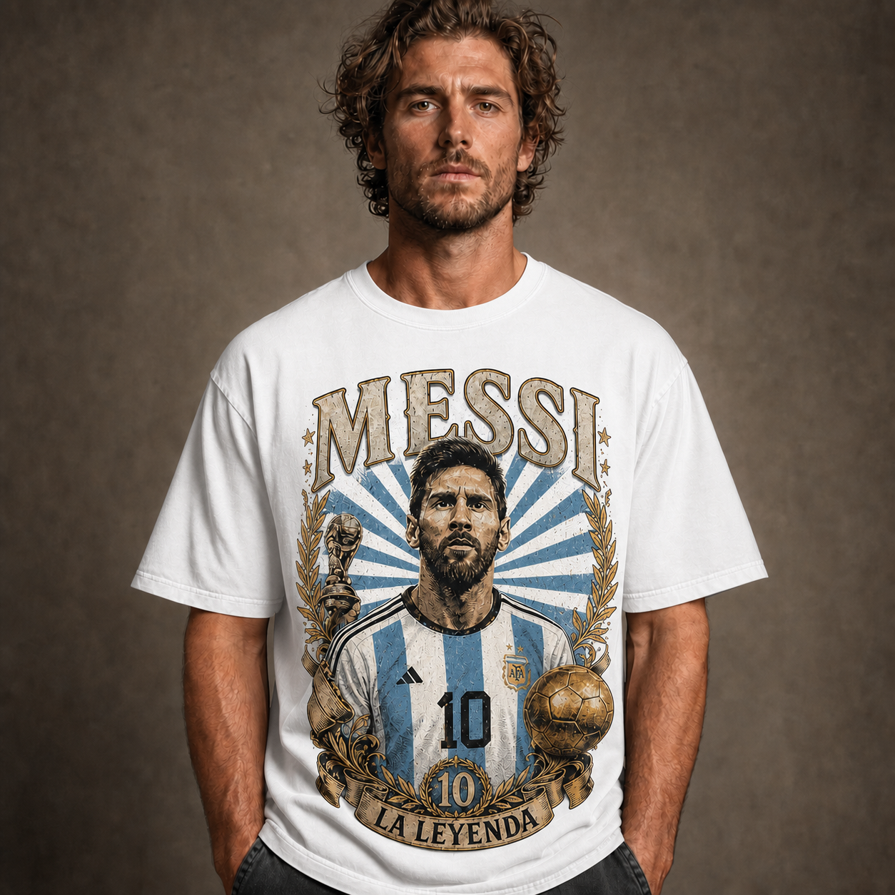 Messi World Cup Printed T-Shirt Unisex Loose Fit T-Shirt 100% Cotton Soft Comfortable Summer Casual Printed Top