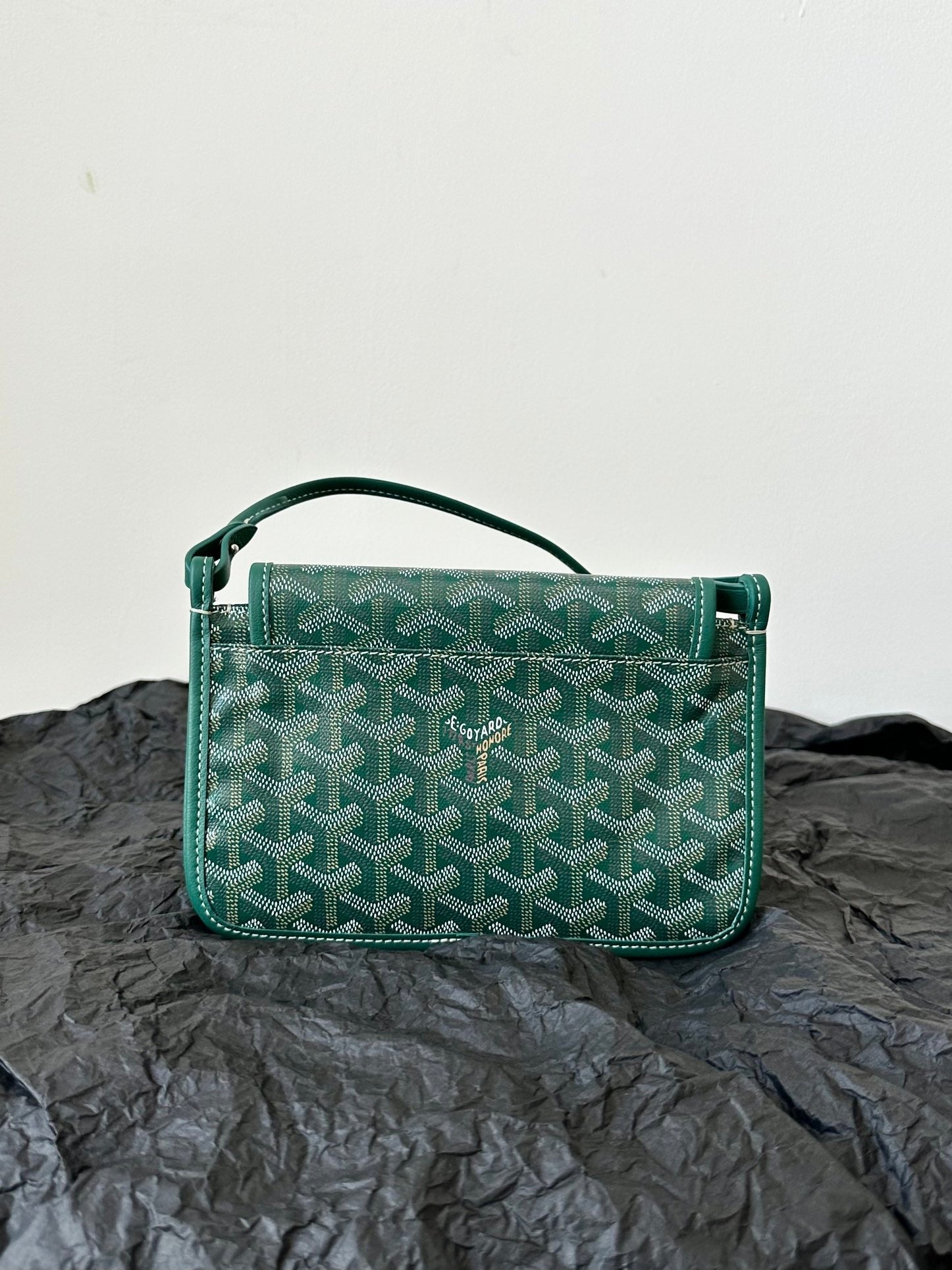 Goyard Plumet Pocket Wallet 20 Cm Green Goyardine Canvas And Lambskin Trim