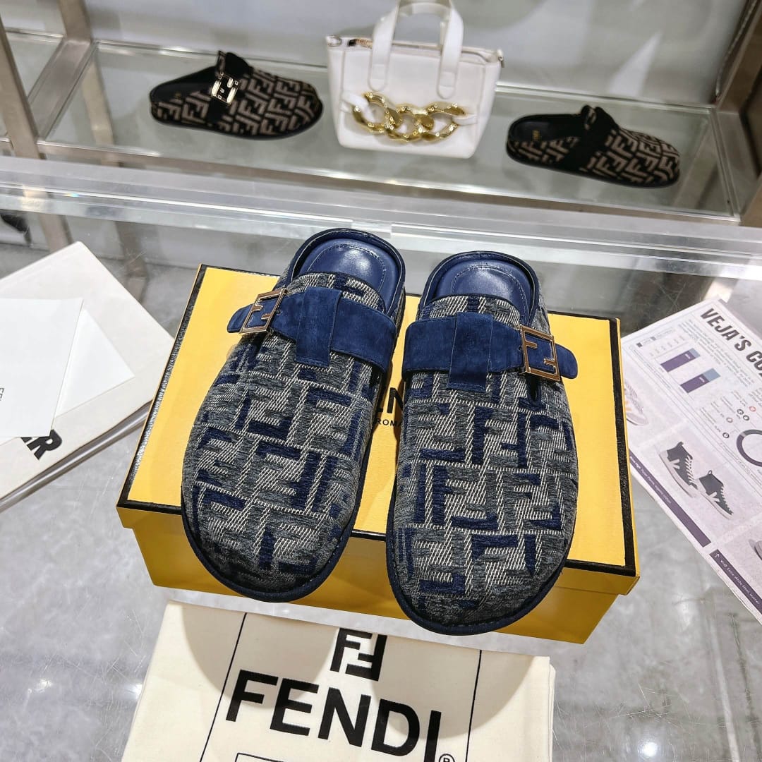 Fendi Feel Ff Mules Denim Blue 8r8448akzpf1pz7