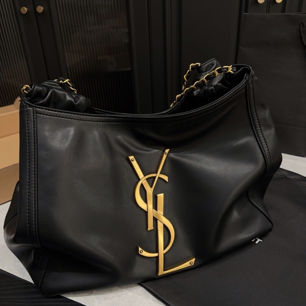 Saint Laurent Chain Hobo Bag Black 30cm
