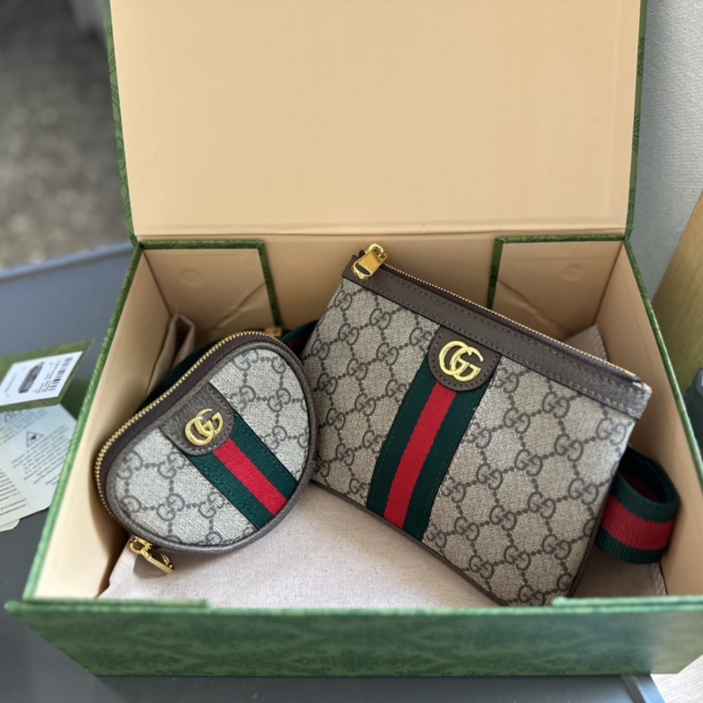 Gucci Ophidia Heart Utility Belt Beige Ebony Gg Supreme 20cm 698805 96iwg 8745gg