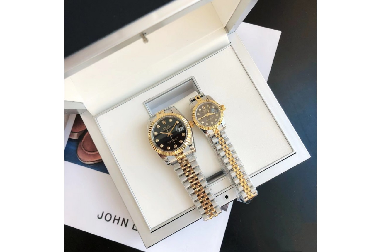 Rolex Datejust 36/28mm RG/SS Jub Black/Dia