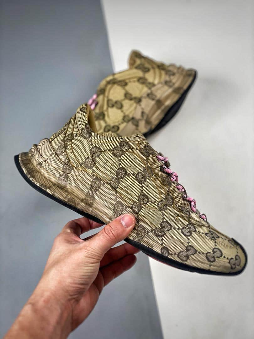 Gucci Women’S Gucci Run Sneaker In Water Transfer Printed Leather Beige 725612 Aabeb 9742