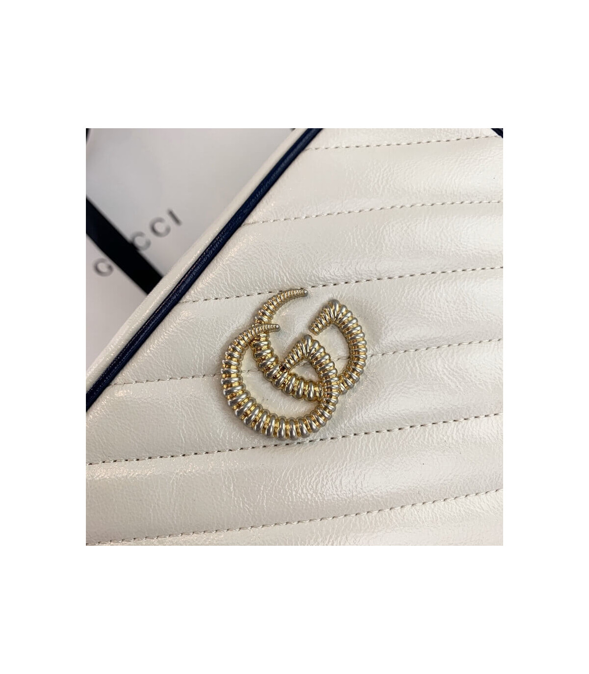 Gucci Diagonal GG Marmont Mini Bag White/Blue