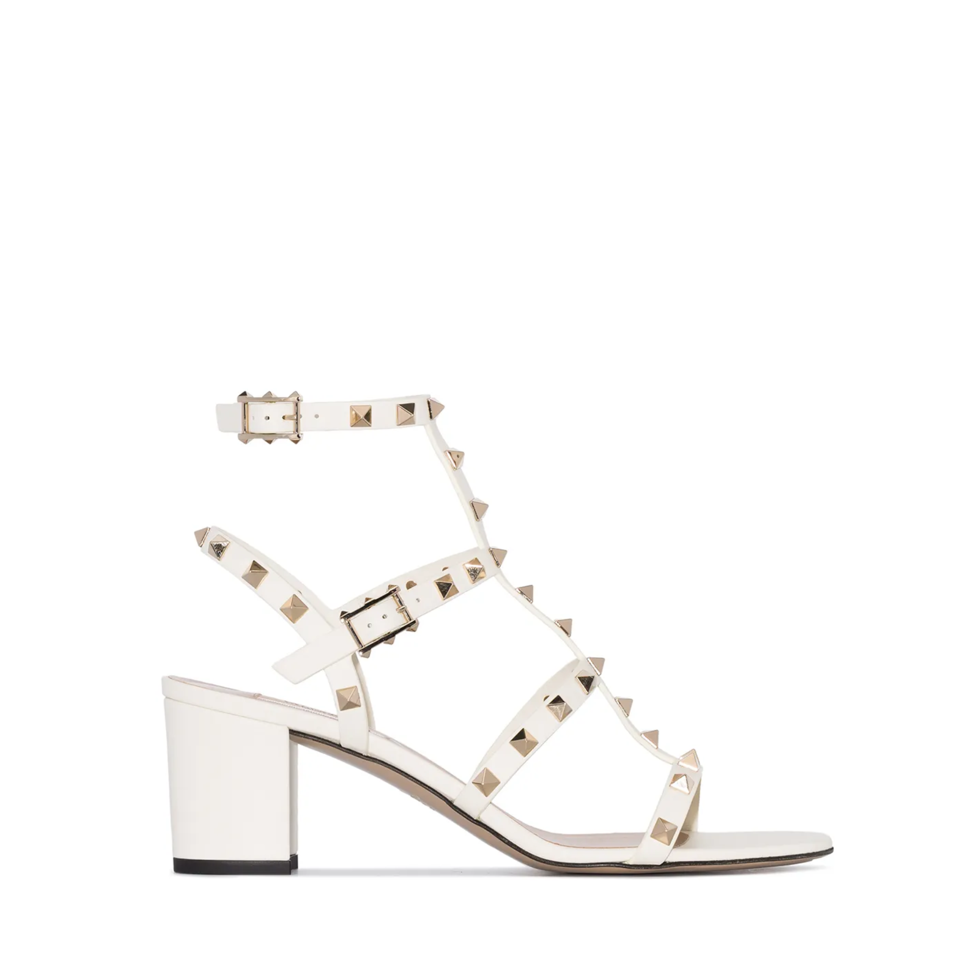 Valentino Garavani Rockstud Leather Sandals White