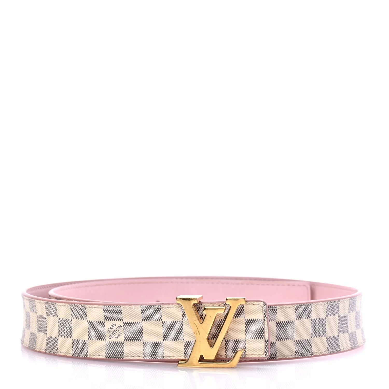 Damier Azur 30mm LV Initiales Reversible Belt 80 32 Pink