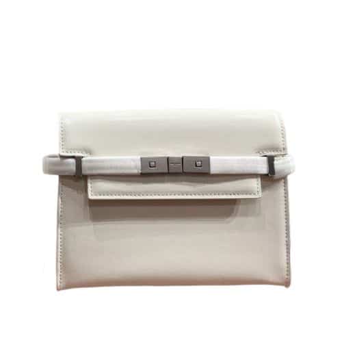 Saint Laurent Manhattan Shoulder Bag In Box Saint Laurent Leather White Silver 25Cm
