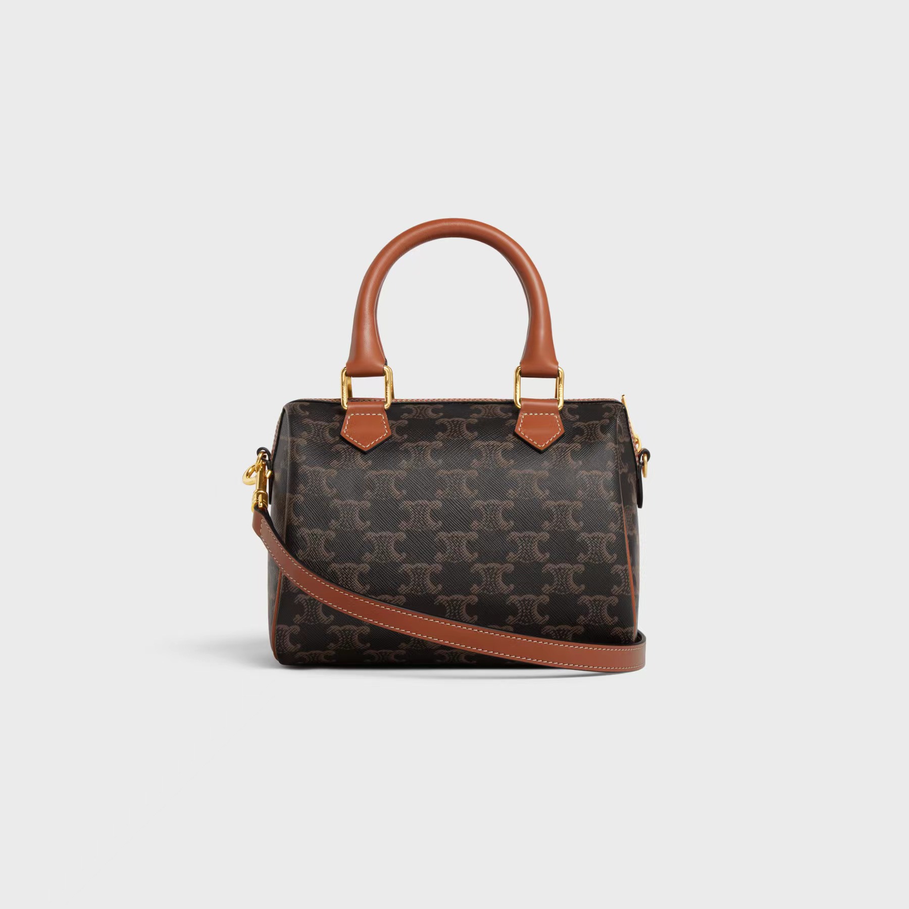 SMALL BOSTON IN TRIOMPHE CANVAS AND CALFSKIN TAN