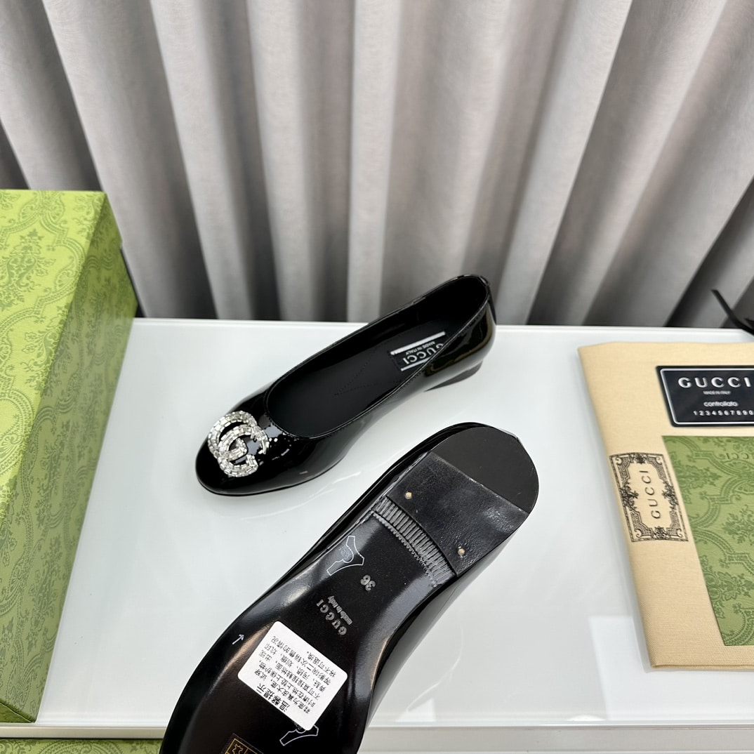 Gucci Crystal Gg Women’S Ballet Flat Black