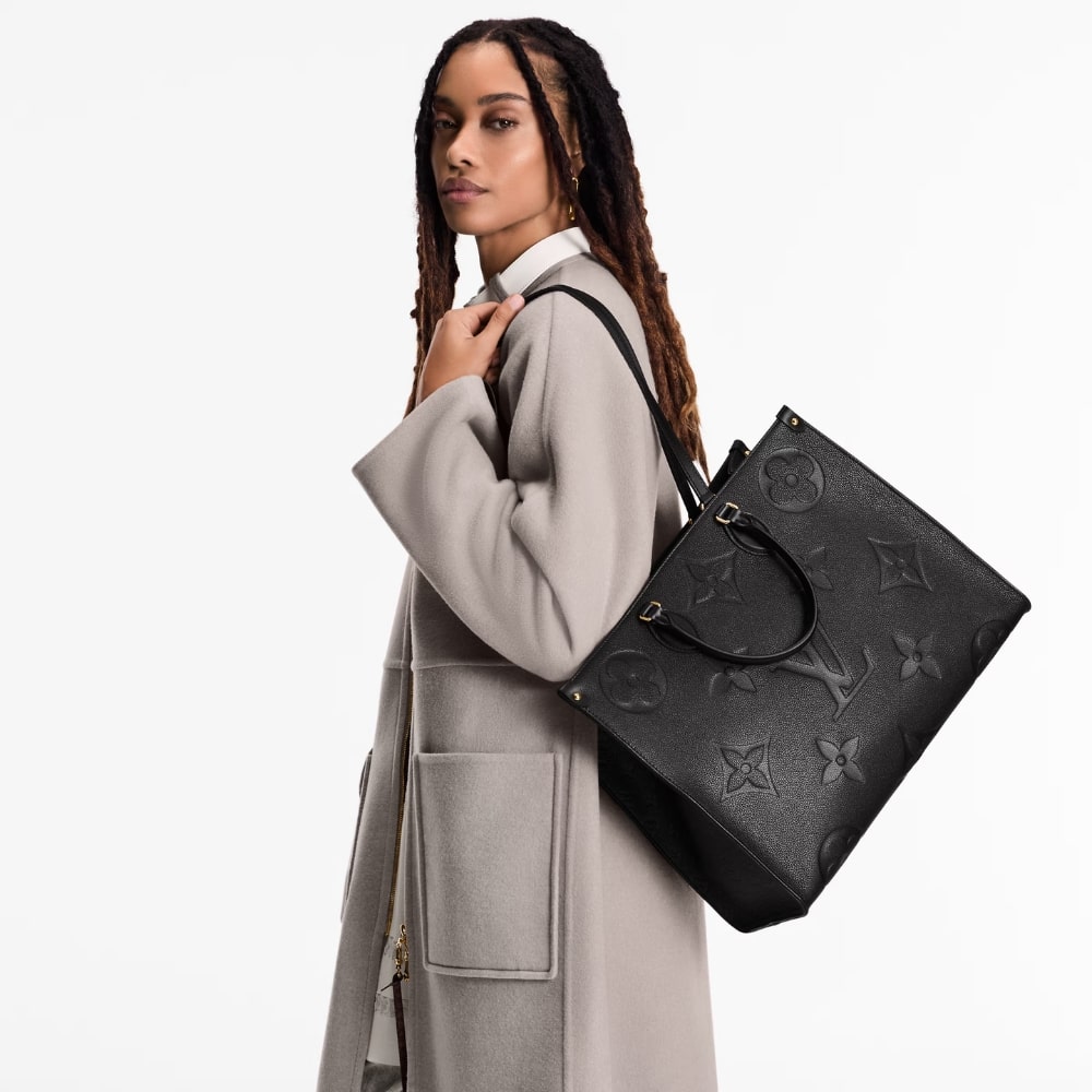 Louis Vuitton Onthego GM Bag Monogram Empreinte Leather Black 41Cm M44925