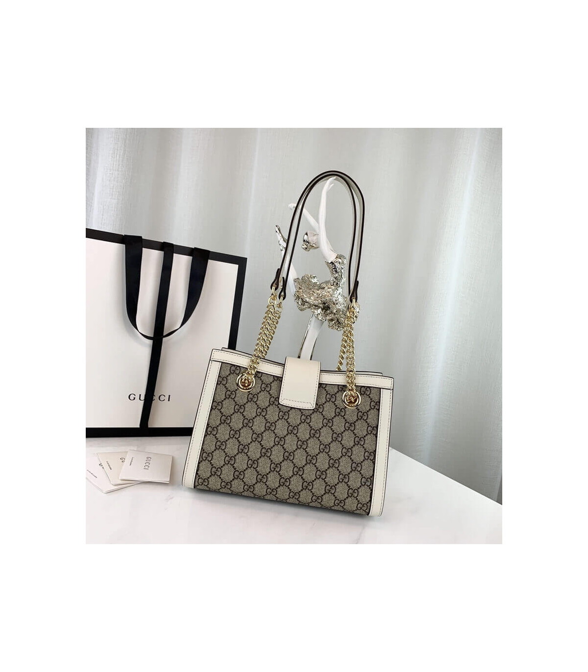 Gucci GG Supreme Padlock Small Shoulder Bag White