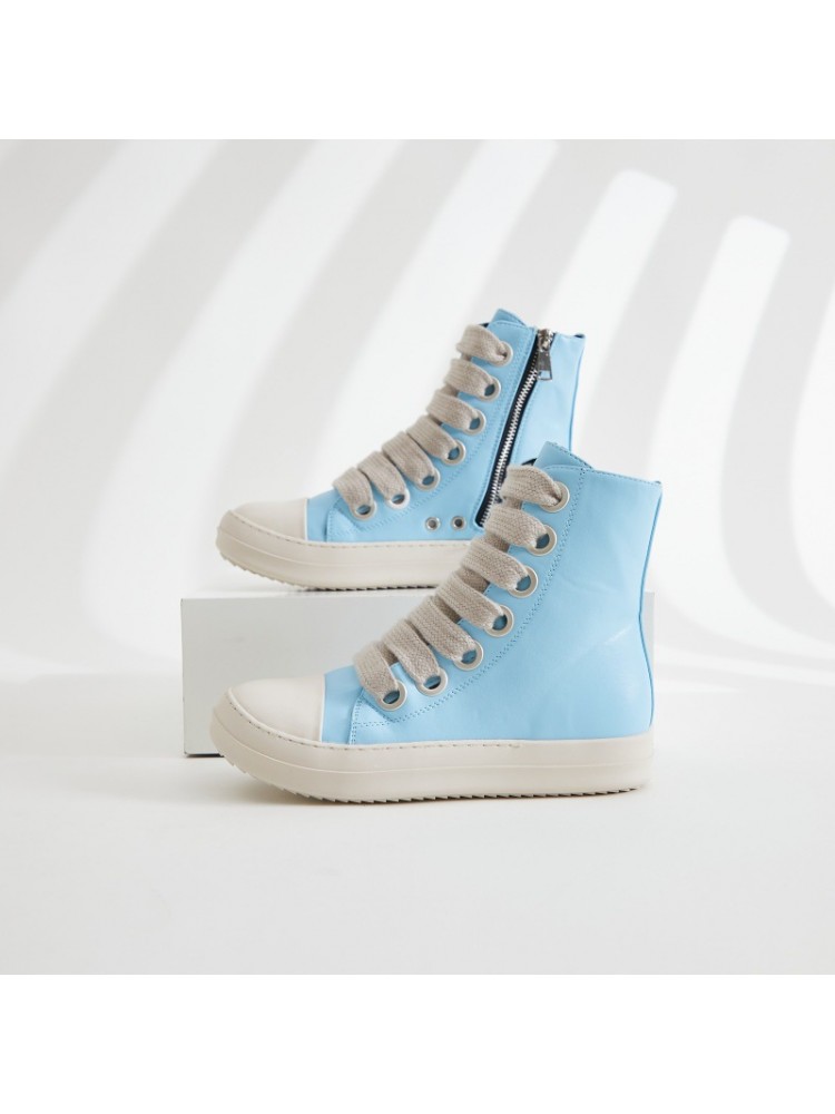 PU Zipper Patchwork Lace Up High Top Sneaker