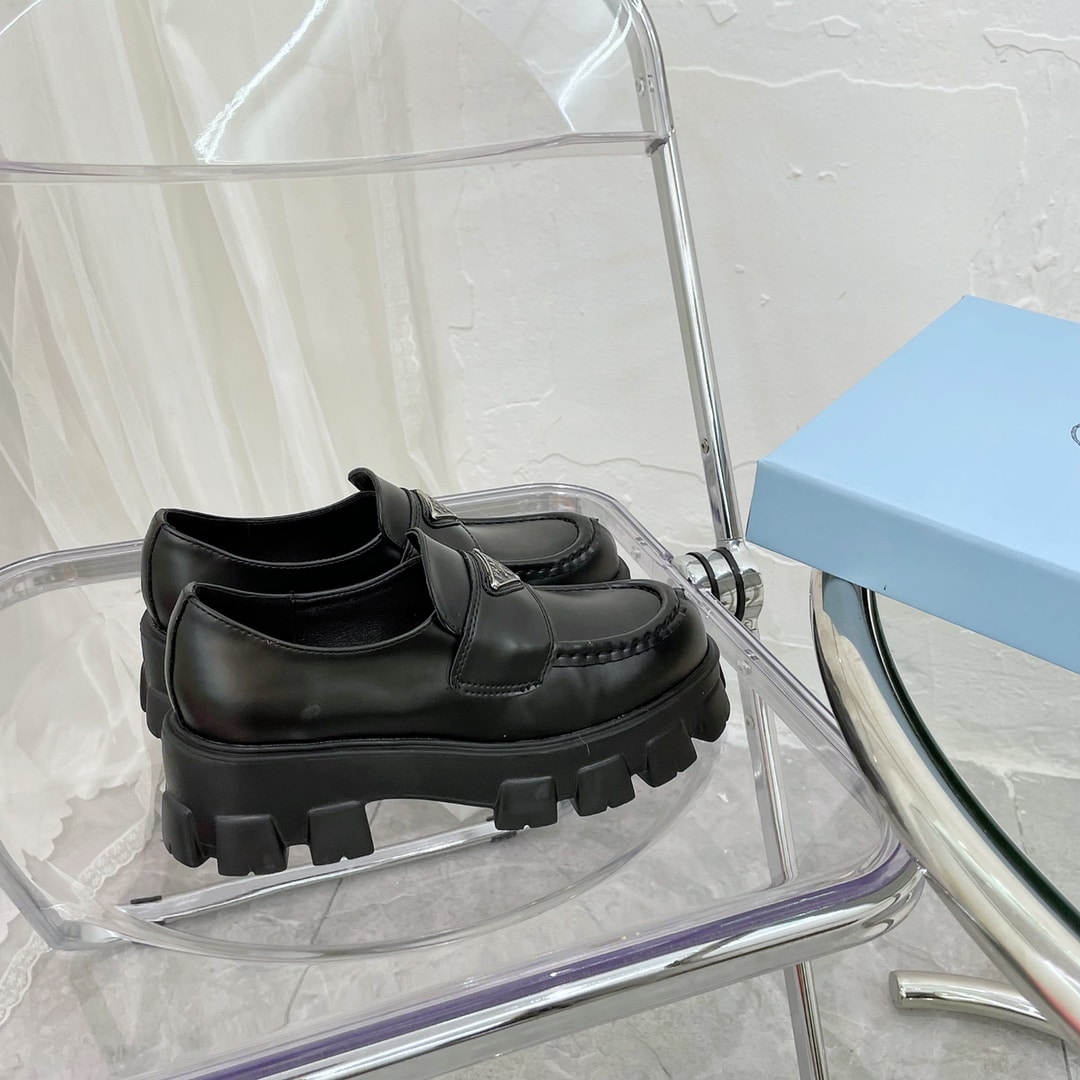 Prada Monolith Brushed Black Leather Loafers 2De129B4Lf0002