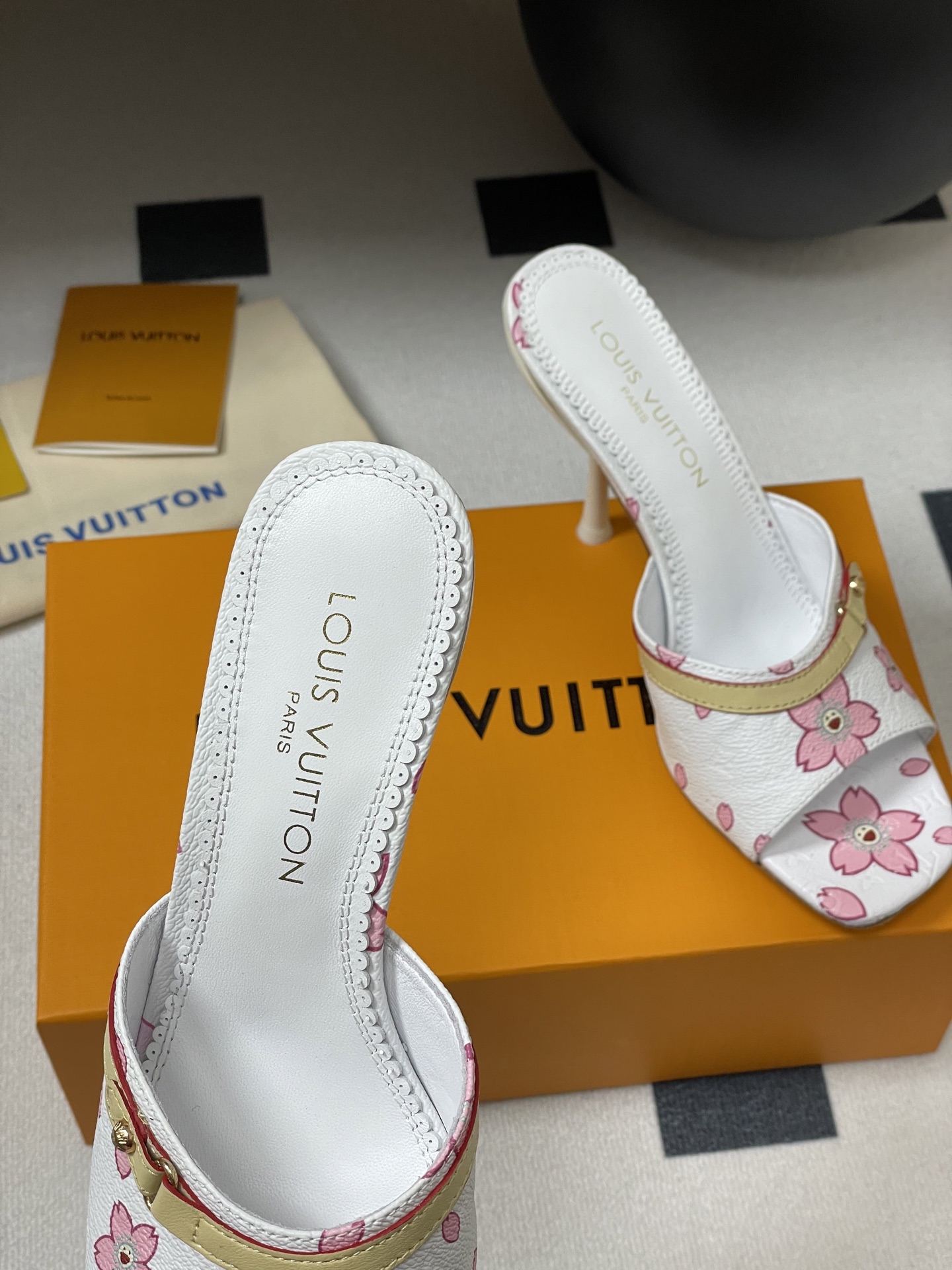 Louis Vuitton x Takashi Murakami Cherry Blossom Mule White Monogram Canvas