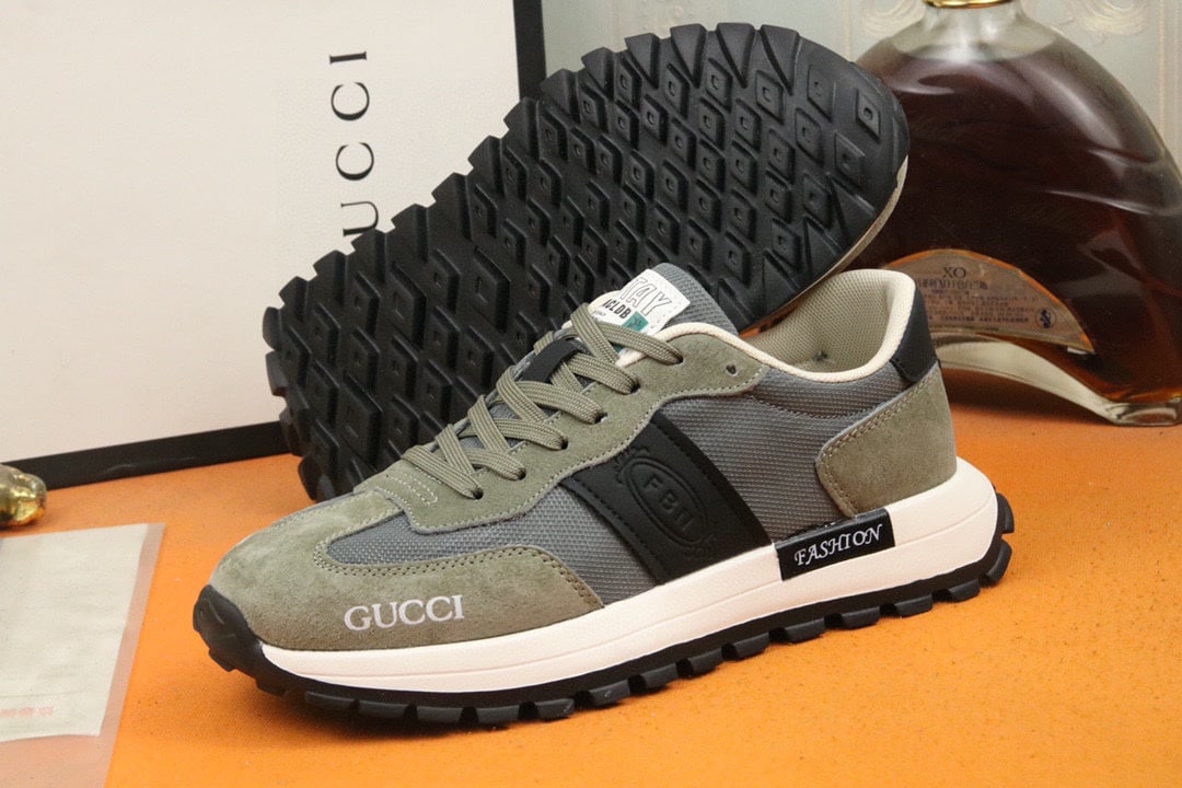 Gucci Men’S Sneaker Low Top Grey And Green