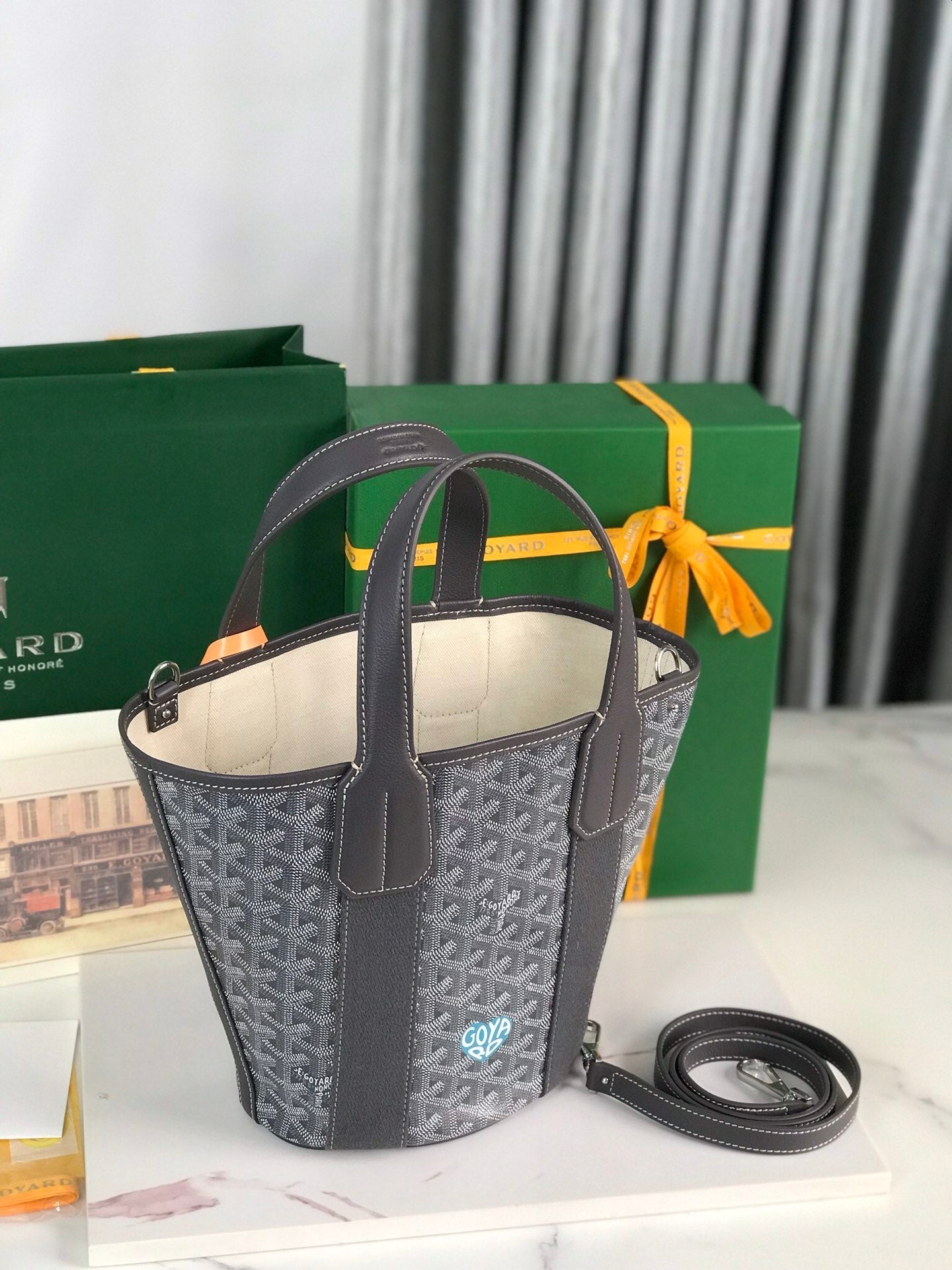Goyard Small Belharra 24 Cm Gray Goyardine Canvas And Lambskin