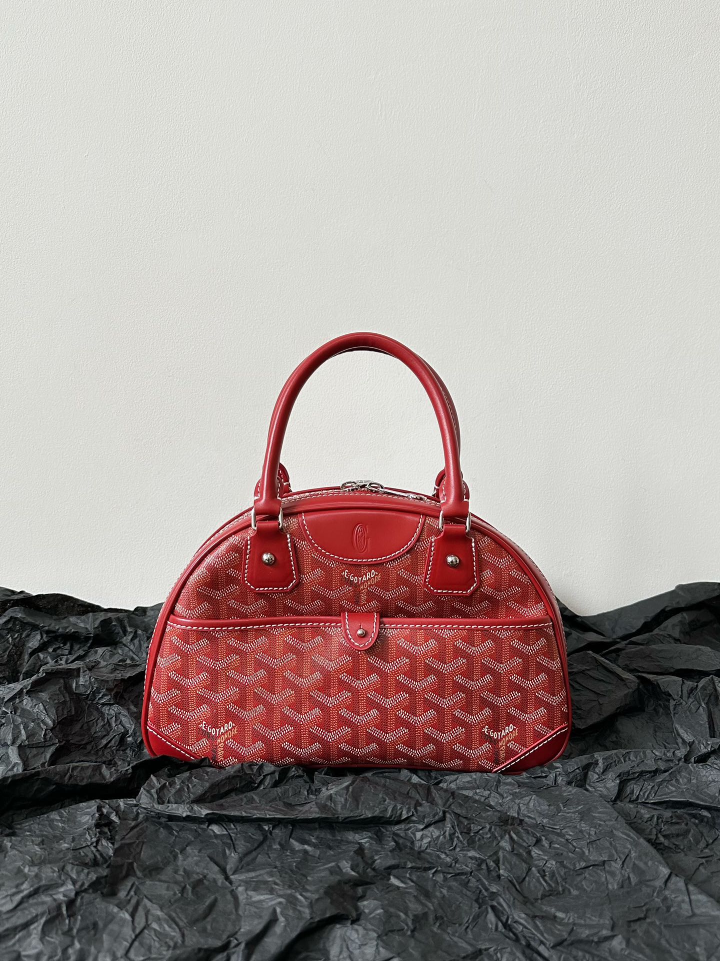 Goyard Goya Bowling Ball Small Red Canvas 27cm
