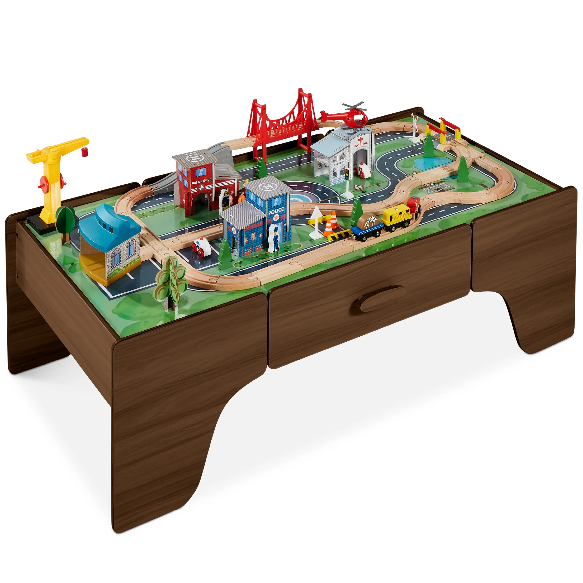 70-Piece Train Table, Large Multipurpose Playset w/ Reversible Table Top