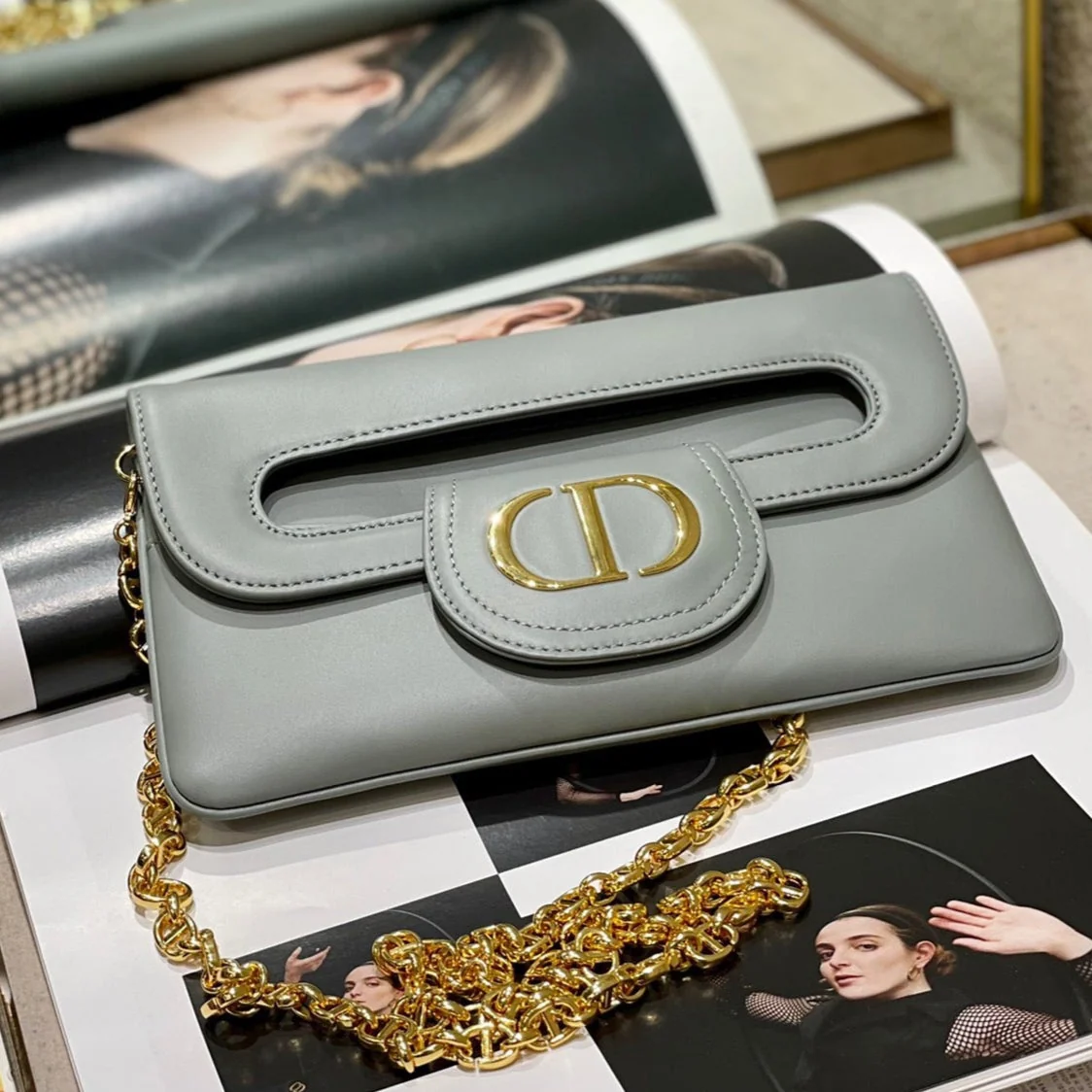 CD Diordouble Bag Blue Calfskin 336780