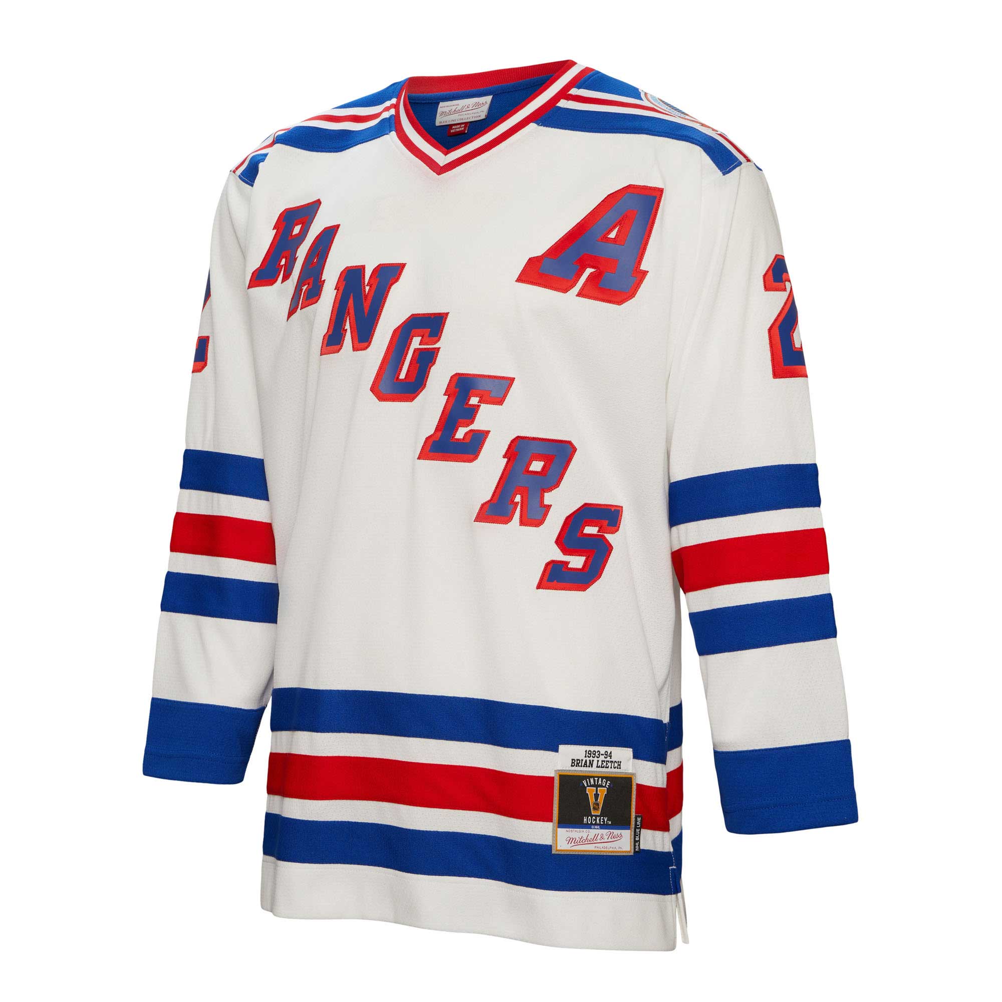 Brian Leetch New York Rangers Mitchell & Ness Alternate Captain Patch 1993/94 Blue Line Player Jersey – White