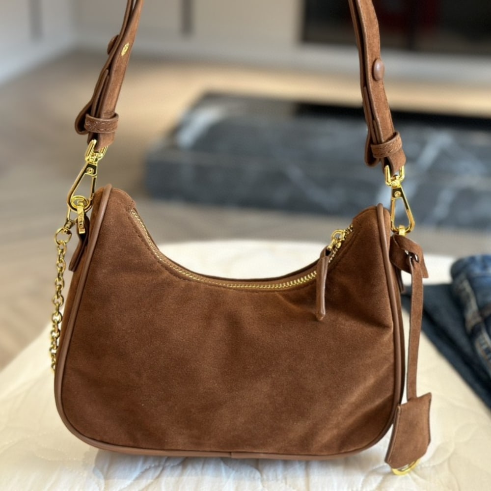 Prada Re Edition Suede Mini Bag Cocoa Brown 22Cm