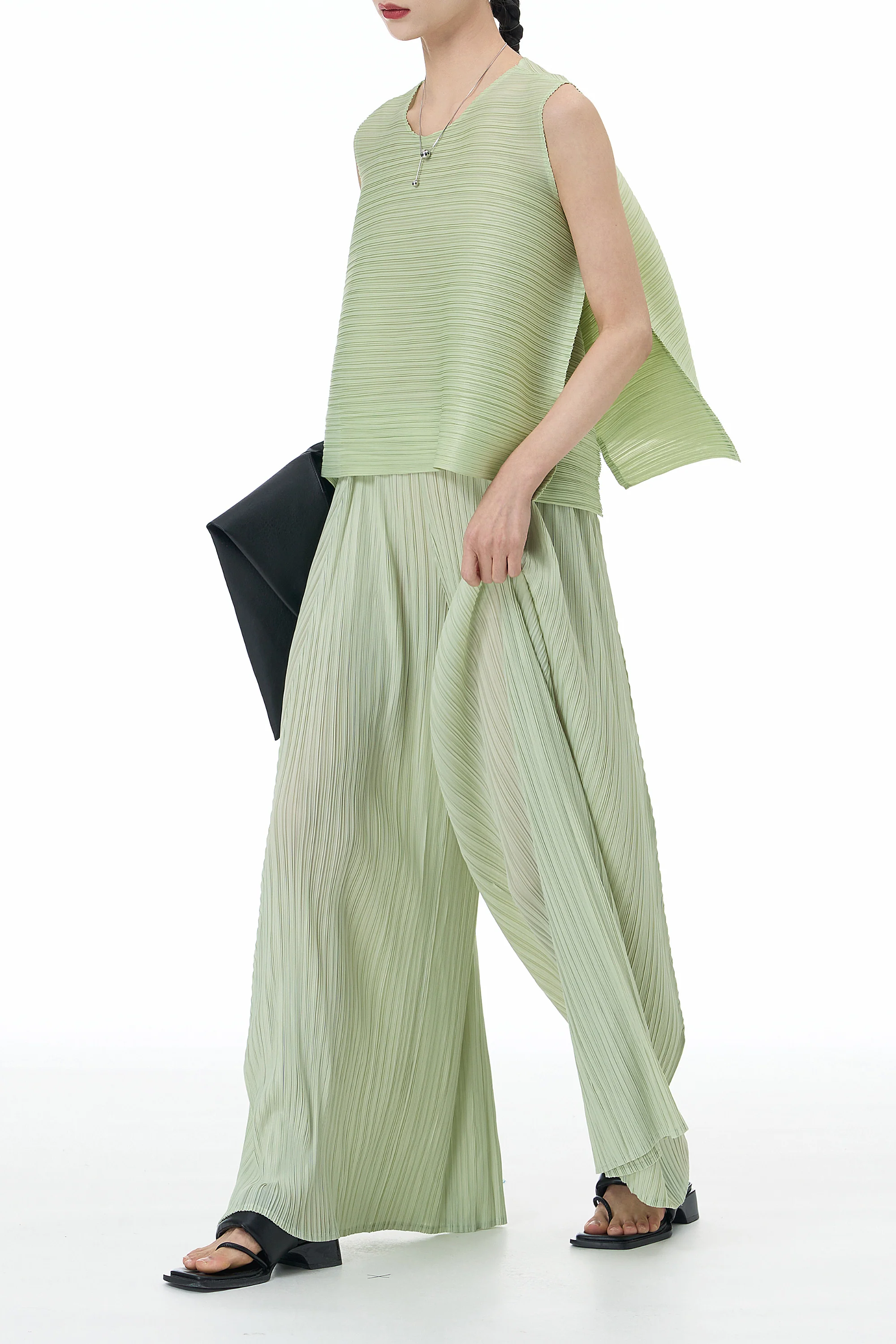 Aloe Mist Pleated Co-ord Set