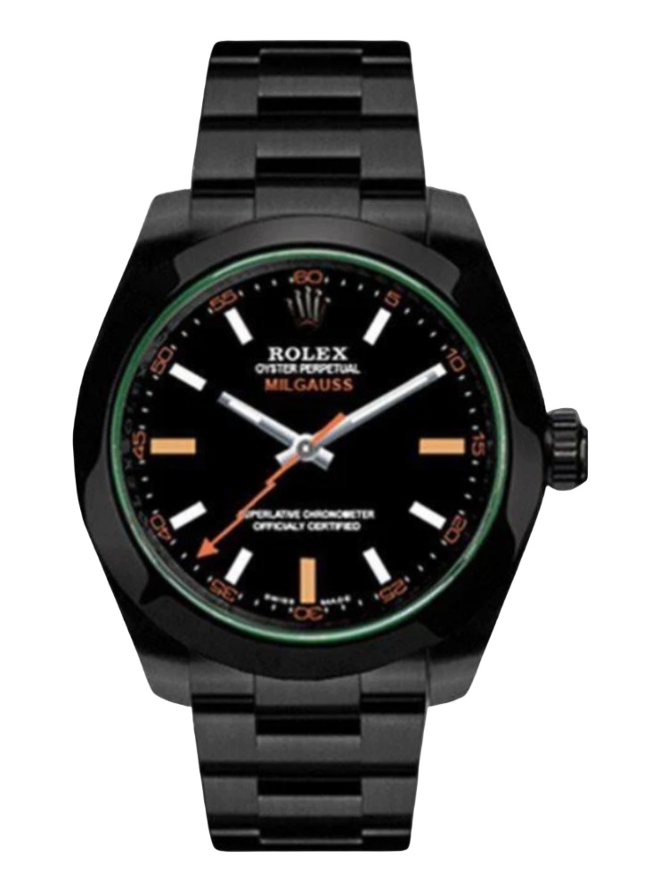 【Super Clone】Rolex Milgauss 116400GV Green Crystal Stainless Steel/PVD Black Dial 40MM Mens Replica Watch