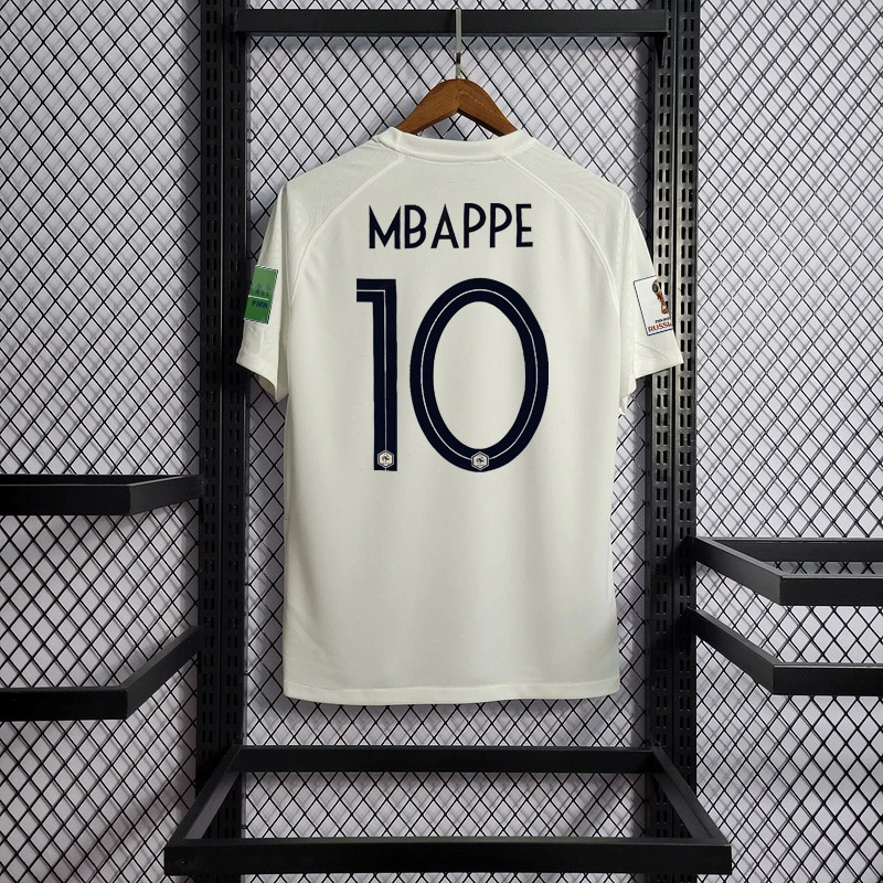 2018 France away white Mbappe #10 Griezmann Coman Kante Pogba Soccer Jersey
