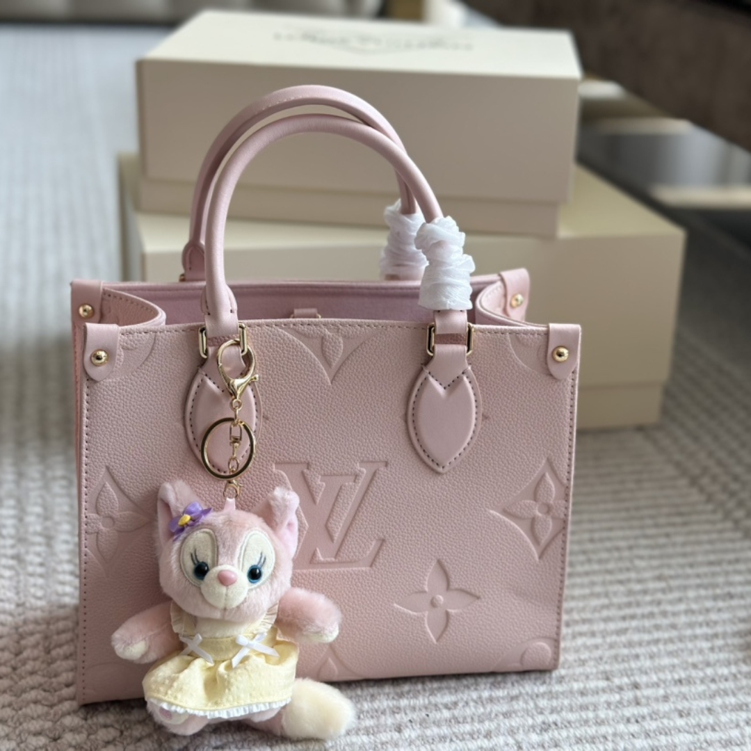 Louis Vuitton Onthego Pm Monogram Empreinte Pink Opale 25Cm M47135