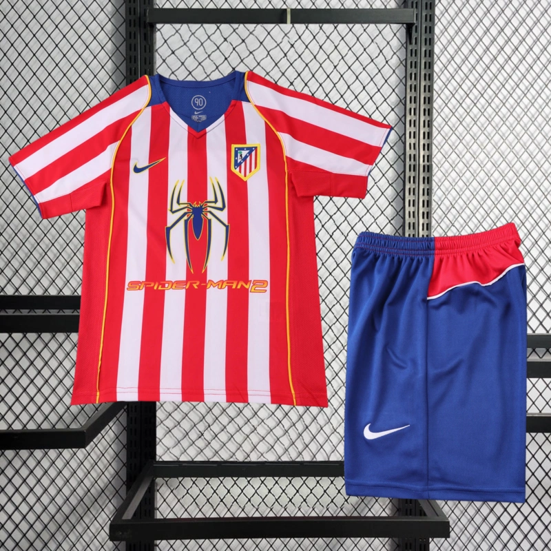 Retro kids 2004-05 kids Atletico Madrid Home football jersey retro