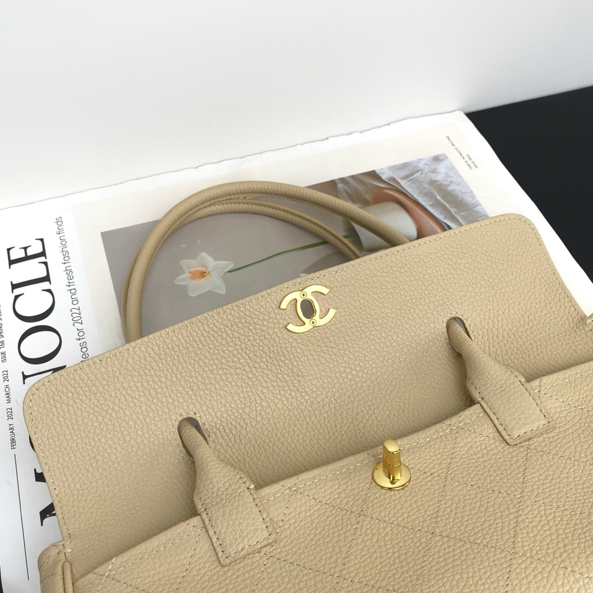 Chanel Urban Essential Tote Light Beige Caviar Gold Hardware 30cm/11.8in