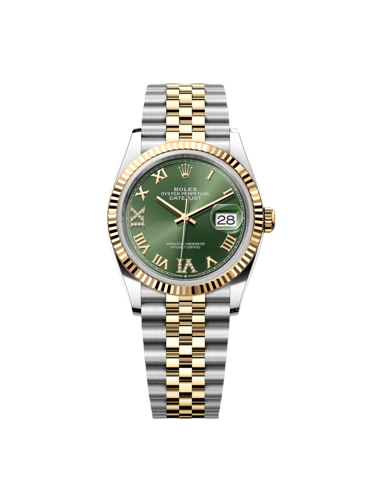 Rolex  Datejust 36mm 126233 Olive-green Roman Diamond Dial Two-Tone Jubilee Bracelet