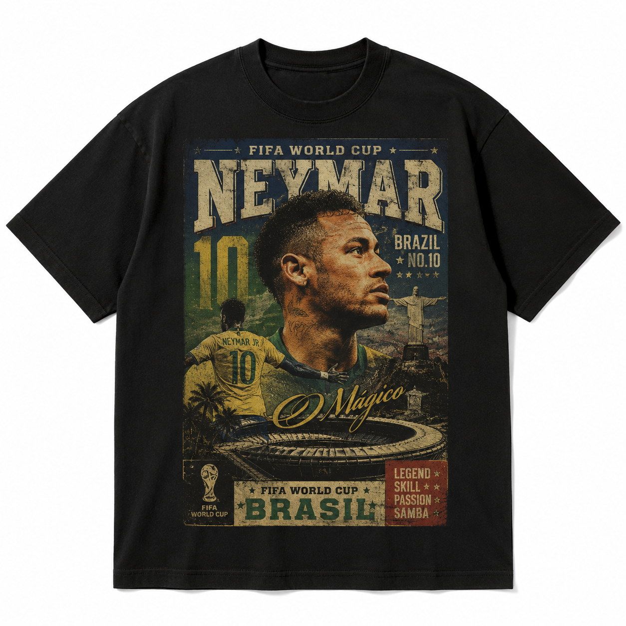 Neymar World Cup Printed T-Shirt  Unisex Loose Fit T-Shirt 100% Cotton Soft Comfortable Summer Casual Printed Top