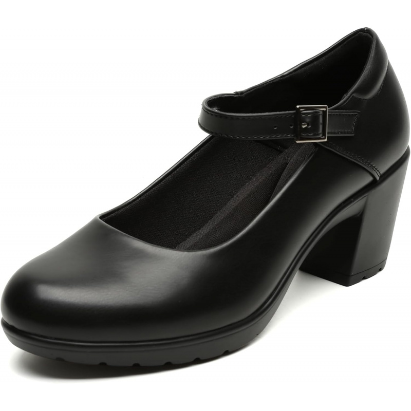 Women's Mary Jane Dress Shoes Chunky Low Block Heels 7CM Closed