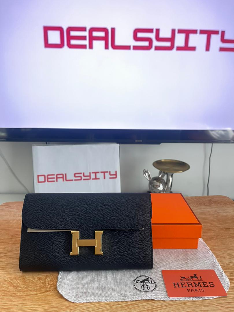 Hermes Constance Wallet Epsom Leather Gold Hardware In Black 20cm