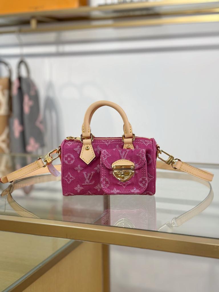 Louis Vuitton Nano Speedy Bag Fuchsia Denim 16cm M27603