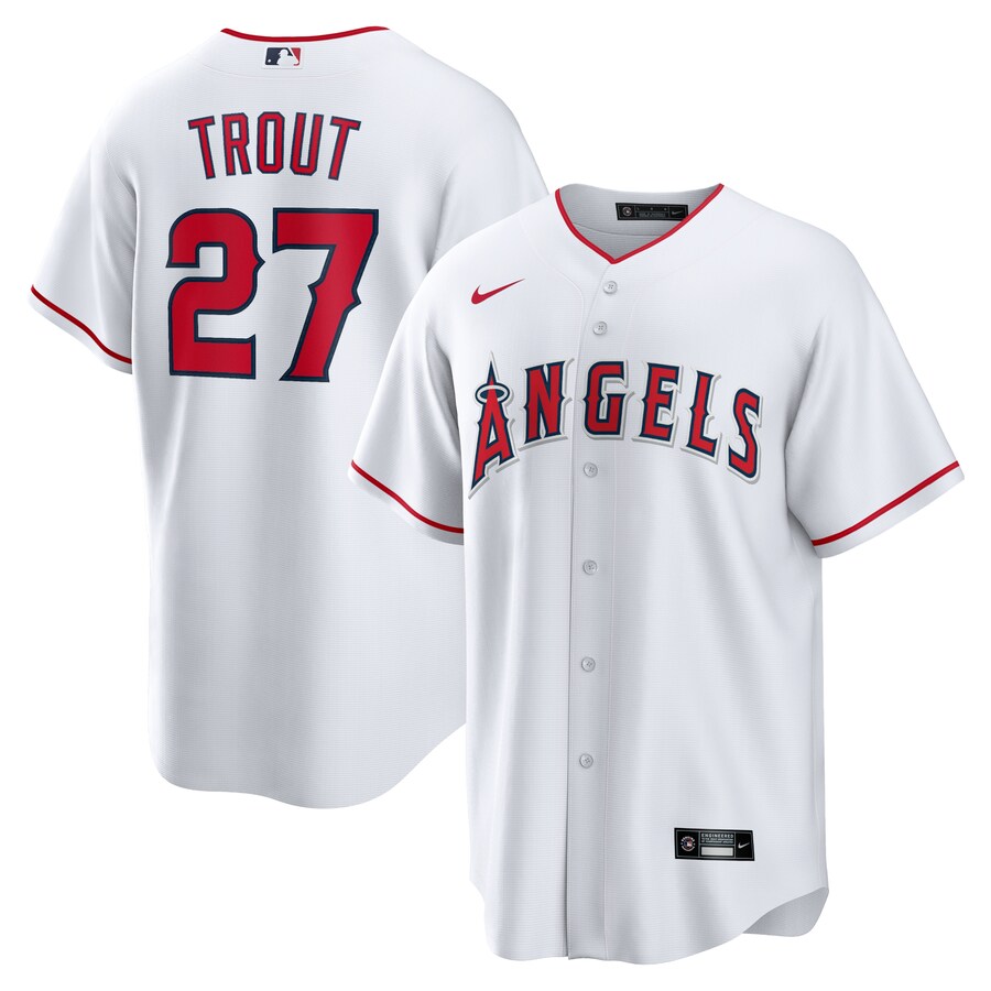 Mike Trout Los Angeles Angels Home Player Name Jersey White