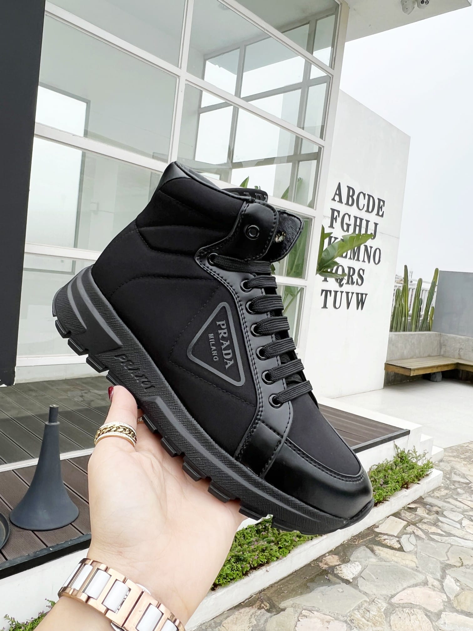 Prada Prax 01 Re-Nylon And Brushed Leather Sneakers Black 4T35923Lf5F0002
