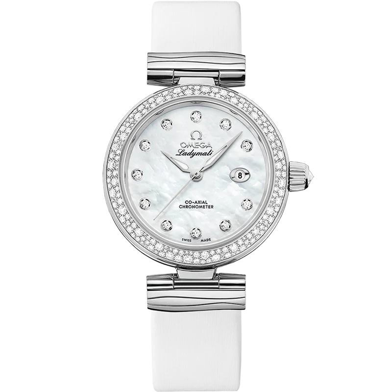 Omega De Ville Ladymatic 34mm White Dial with Diamonds Stainless Steel Strap 425.37.34.20.55.002
