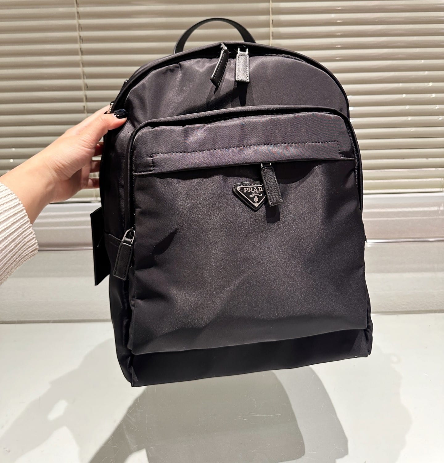 Prada Re Nylon And Saffiano Leather Backpack Black 43Cm