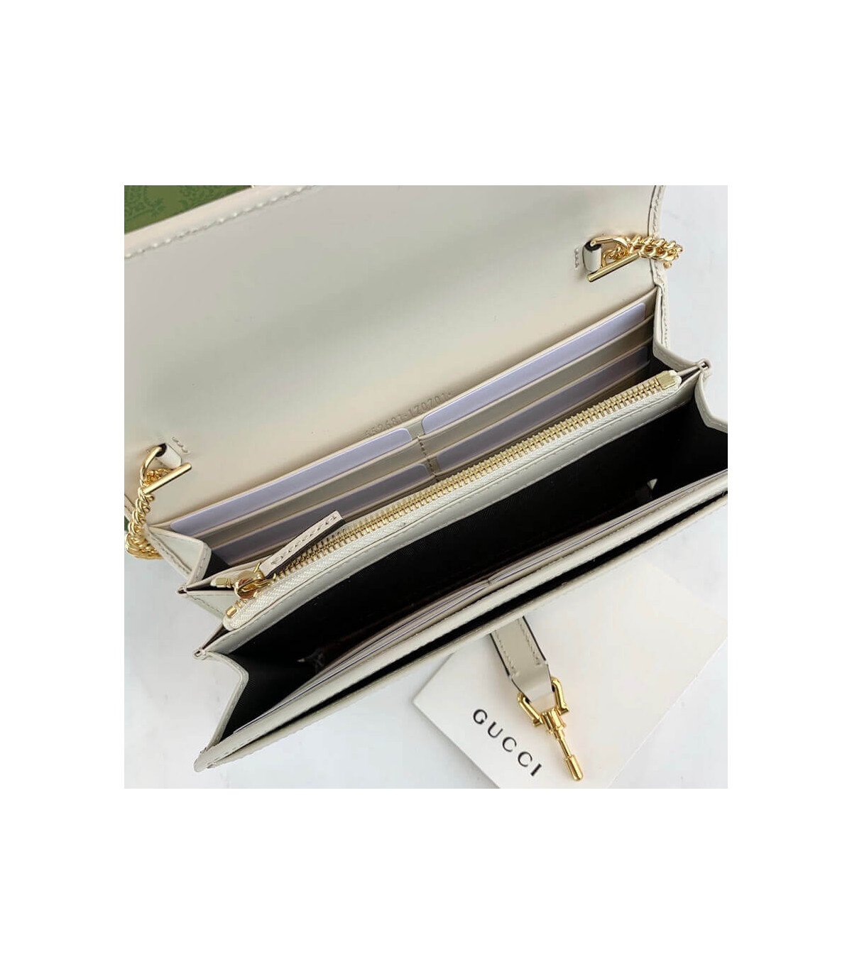 Gucci Jackie 1961 White Calfskin Chain Wallet 19cm